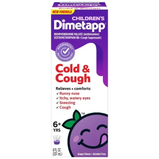 Dimetapp Children Cold & Cough Liquid Grape 8 Oz image {6}