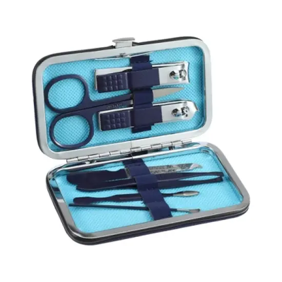 Unique Bargains Stainless Steel Manicure Clippers Pedicure Care Tools Blue 7 in 1 Set image {6}