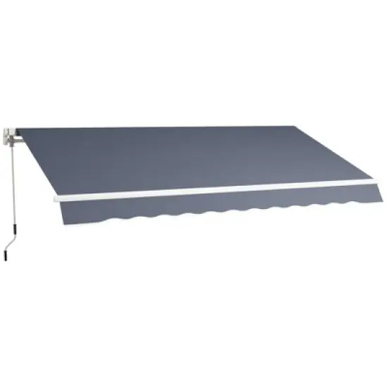 Outsunny 12' x 8' Patio Awning, Canopy Retractable Sun Shade Shelter with Manual Crank Handle for Deck, Yard, Dark Gray image {6}