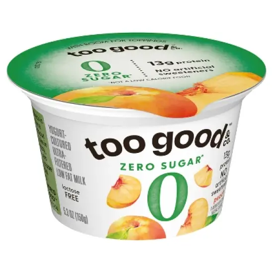 Too Good & Co. Zero Sugar Peach Yogurt - 5.3oz image {1}