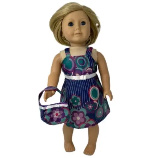 Doll Clothes Superstore Matching Girl And Doll Size 12 Sundress And Purse With Geometric Flower  Print On Sale image {2}