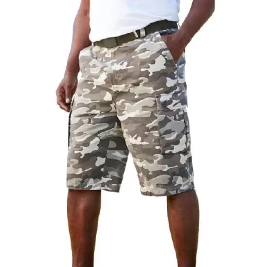 KingSize Men's Big & Tall 12" Side Elastic Cargo Short with Twill Belt image {6}
