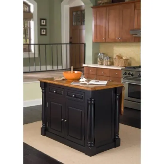 Monarch Kitchen Island with Oak Top Black - Homestyles image {2}