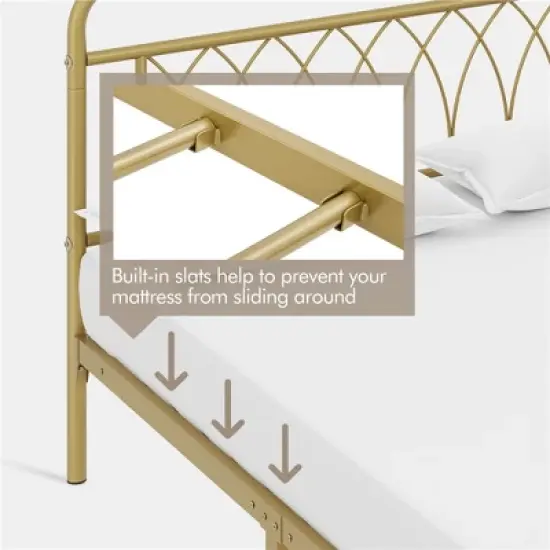 Yaheetech Metal Platform Bed Frame with Petal Accented Headboard and Footboard image {6}