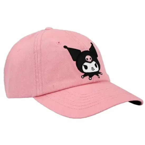 Kuromi Embroidered Pink Cotton Twill Dad Hat image {2}