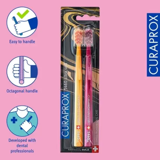 Curaprox CS 5460 Marble Edition, Ultra Soft Toothbrush for Gentle and Powerful Daily Cleaning, 2 pcs image {3}