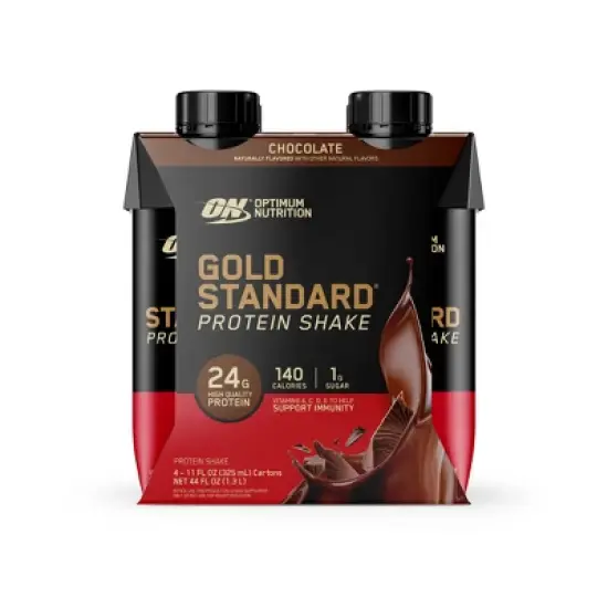 Optimum Nutrition Chocolate RTD Protein Shake 4pk/11oz: Non-Caffeinated Liquid Beverage image {8}