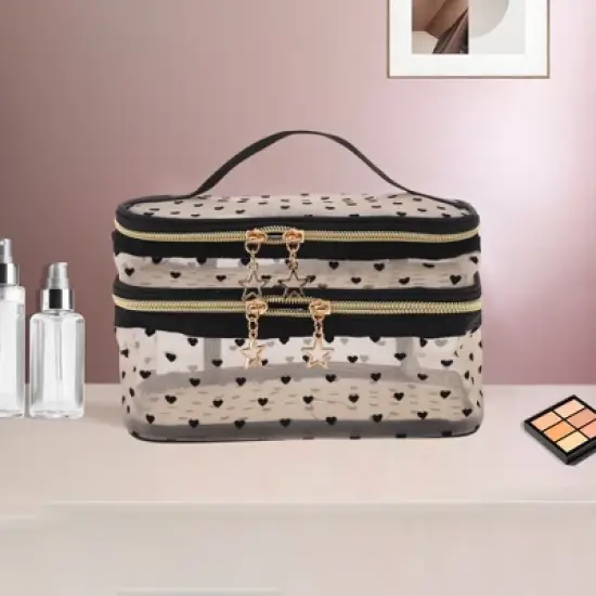 Unique Bargains Large Capacity Makeup Bag Beige 1 Pc image {4}