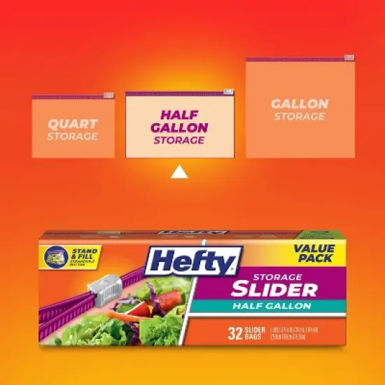 Hefty Half Gallon Storage Slider Bags - 32ct image {1}