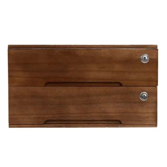 YIYIBYUS Wooden Desktop Storage Box with 2 Lockable Drawers image {6}