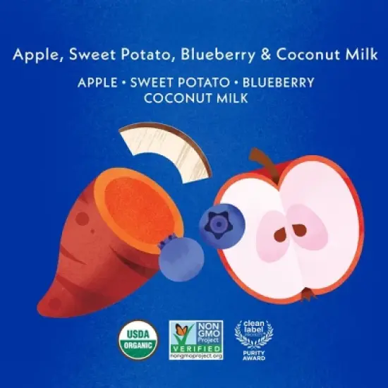 Once Upon a Farm Apple, Sweet Potato, Blueberry & Coconut Milk Organic Baby Food Pouch - 3.2oz image {2}