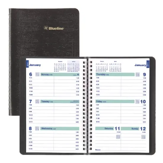 Plan and Link Weekly Planner, 8" x 5", Black Cover, 12-Month (Jan to Dec): 2026 image {2}