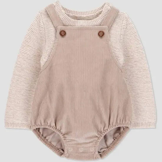 Carter's Just One You&reg; Baby 2pc Sweater Romper Set - Brown image {1}