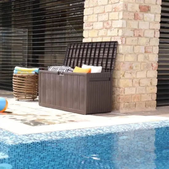 Ram Quality Products Large Outdoor Storage Deck Box Organizer Bin Waterproof Patio Furniture image {1}