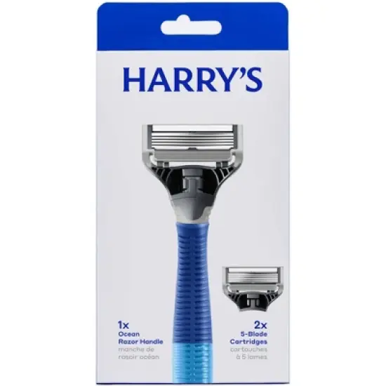 Harry's 5-Blade Men's Razor - 1 Razor Handle + 2 Razor Blade Refills - Ocean Blue image {7}