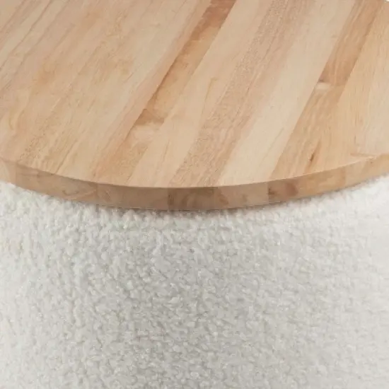 Lavish Home Storage Ottoman with Wood Top, Cream image {11}