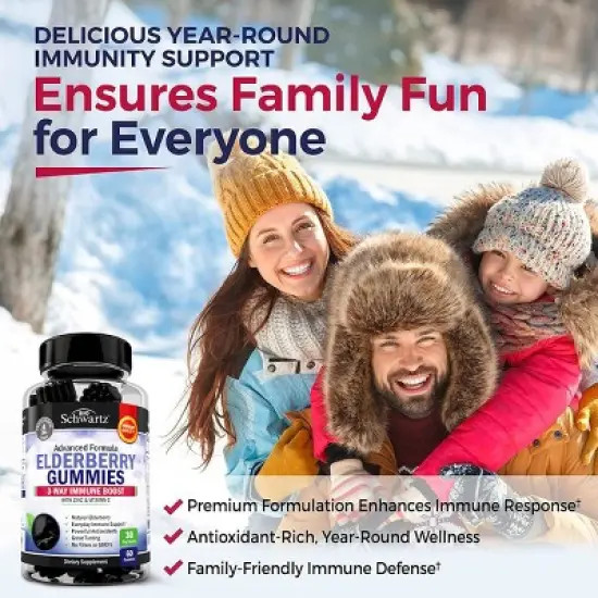 Elderberry Gummies, Bioschwartz, Berry Flavored Gummies for Immune Support, 60ct image {7}