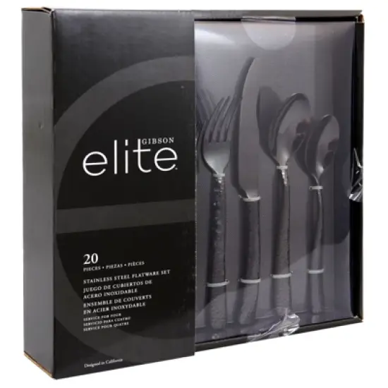 Gibson Elite Stonehenge 20 Piece Flatware Set in Black image {2}