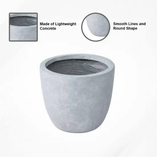 Rosemead Home & Garden, Inc. Concrete Outdoor Planter Pot Gray 14"x14" image {9}