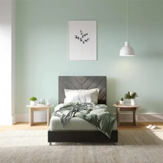 Yanis Upholstered Bed with USB - Room & Joy image {4}