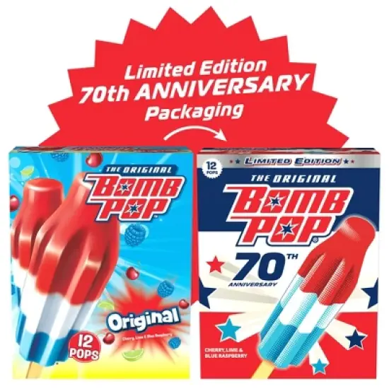 Bomb Pop Original (Cherry, Lime, Blue Raspberry) Frozen Bars - 12pk/21 fl oz image {1}