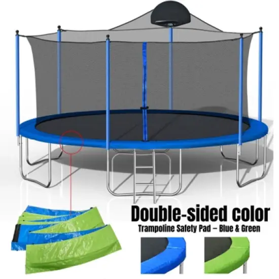 Aukfa 14FT Trampoline with Slide & Basketball Hoop - Safe Sealing Enclosure Net, Rust-Resistant for Adults/Kids Outdoor Family Fun image {3}