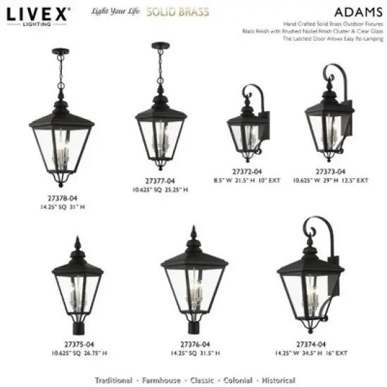 Livex Lighting Adams 4 - Light Post Light in  Black/Brushed Nickel image {2}
