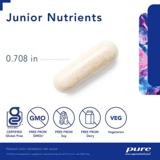 Pure Encapsulations Junior Nutrients - Kids & Teens Multivitamin - Without Iron - With Calcium, Vitamin D3 & C - Non-GMO & Vegetarian - 120 Capsules image {2}