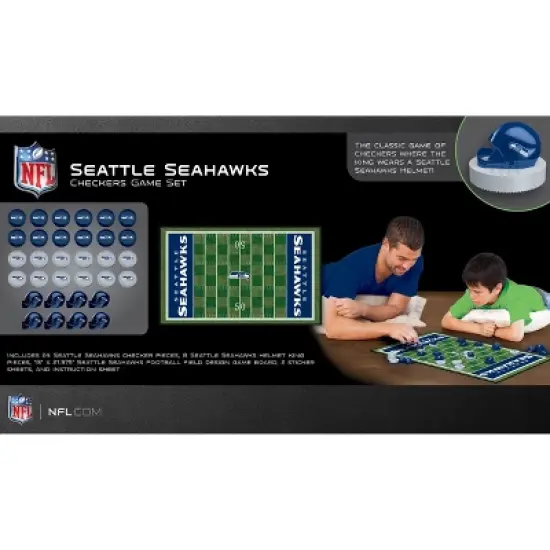 MasterPieces Officially licensed NFL Seattle Seahawks Checkers Board Game for Families and Kids ages 6 and Up image {3}