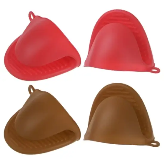 Unique Bargains Heat Resistant Kitchen Utensil Sets Silicone Oven Mitts 4 Pcs image {21}