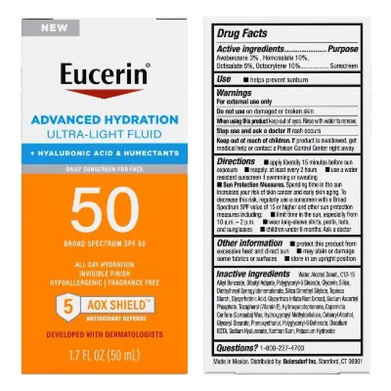 Eucerin Sun Advanced Hydration Face Lotion - SPF 50 - 1.7 fl oz image {1}
