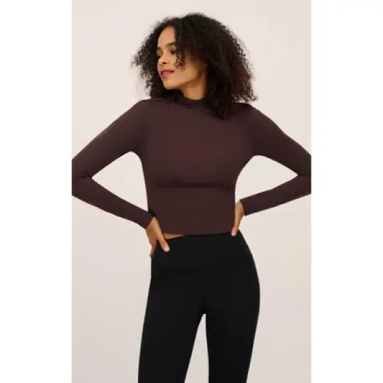Yogalicious Womens 2 Pack Zenly Evelyn Long Sleeve Mock Neck Crop Top image {3}