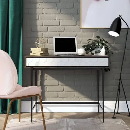 Olivia Computer Desk Gray Oak - Cosmoliving By Cosmopolitan image {1}
