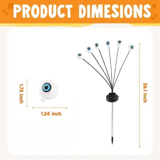 Joyfy Eyeball Yard Stake Outdoor Halloween Decorations, Garden Stake LED Light, Waterproof Stake Decor Light for Halloween image {4}