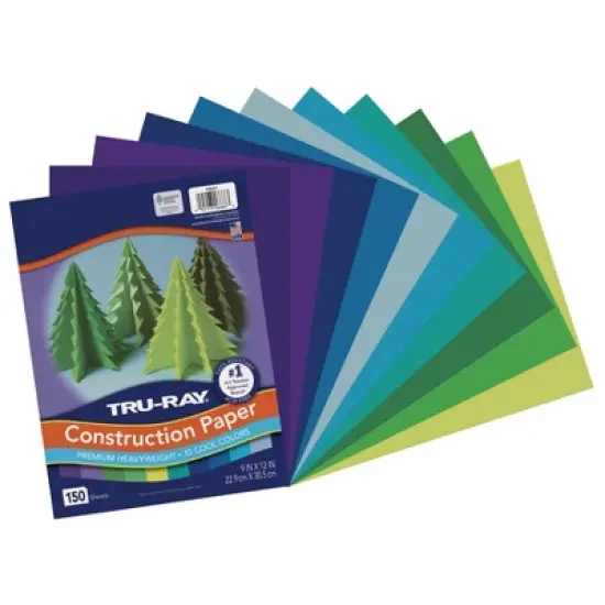 Tru-Ray&reg; Construction Paper, Heavyweight, Cool Assorted, 9" x 12", 150 Sheets image {5}