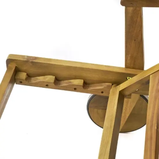 Christopher Knight Home Perla Outdoor Acacia Wood Armless Adjustable Chaise Lounge with Cushion (Set of 2) image {7}