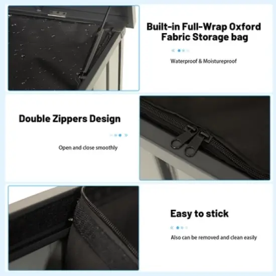 Gulches 200 Gallon Metal Outdoor Storage Box, Gray, Lockable Waterproof Patio Deck Box with Oxford Fabric Bag image {6}
