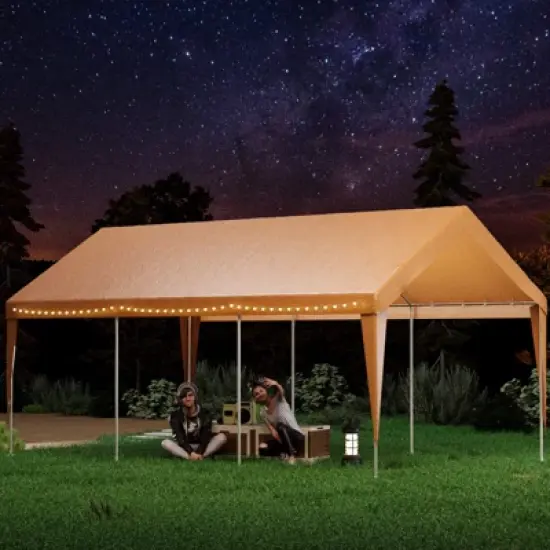 EROMMY Carports 12x20 Heavy Duty,Yellow image {3}