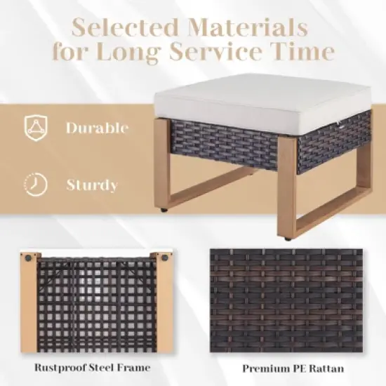 Gymojoy 5 Pieces Outdoor Patio Sofa Club Chair with Ottoman Set image {12}