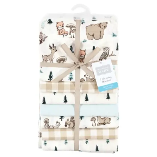 Hudson Baby Infant Boy Cotton Flannel Receiving Blankets Bundle, Boy Woodland Pals, One Size image {1}