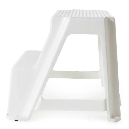Gracious Living 18.75-Inch Tall, Sturdy Non Slip Plastic 2-Level Home Step Stool for Kitchen, Bathroom, Laundry, or Pantry, White (4 Pack) image {3}