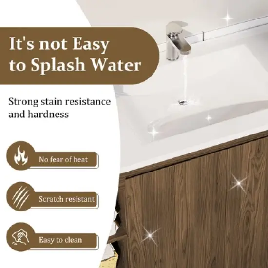 HYLEORY 48" Bathroom Vanity with Basin, Bathroom Storage Cabinet with Two Doors and open shelf, Solid Frame image {5}