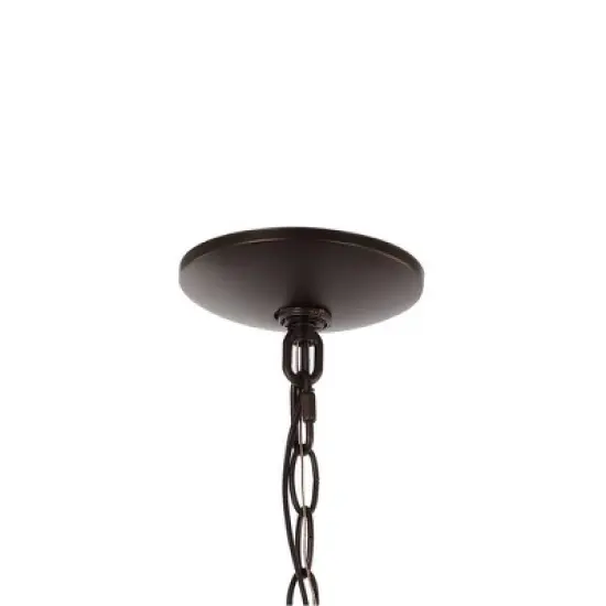 8.25" 1-Light Manteo Farmhouse Industrial Iron/Glass Outdoor LED Pendant Oil Rubbed Bronze/Clear - JONATHAN Y image {7}