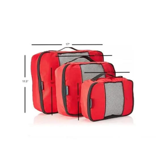 TravelWise Nylon Luggage Organization Packing Cubes, Red, 3 Sizes image {2}