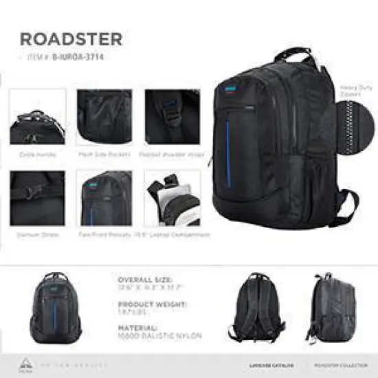 InUSA 20L ROADSTER Executive Backpack for Laptops upto 15.6'' - Black image {9}