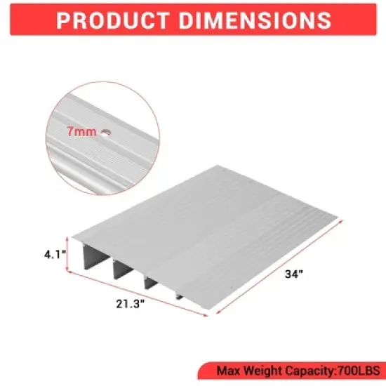 CuisinSmart 4" Rise Threshold Ramps for Doorways, Portable Door Ramps, 700 Lbs Capacity, Adjustable Aluminum Entry Ramp image {8}