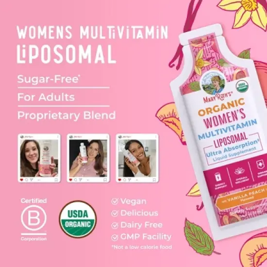 MaryRuth's Women's Multivitamin Liposomal, Vanilla Peach, Org, 0.5 oz 14-Pack image {7}