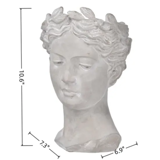 DSVIMOY Greek Style Cement Head Planter, Indoor Outdoor Home Garden Decor, Modern Design for Indoor and Outdoor Spaces, Gray, 7.3"*10.6"*6.9" image {2}
