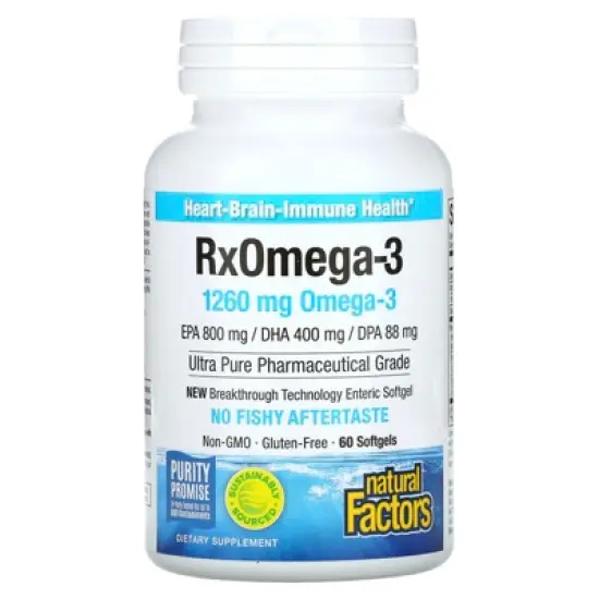 Natural Factors RxOmega-3, 60  Softgels (630 mg per Softgel) image {4}