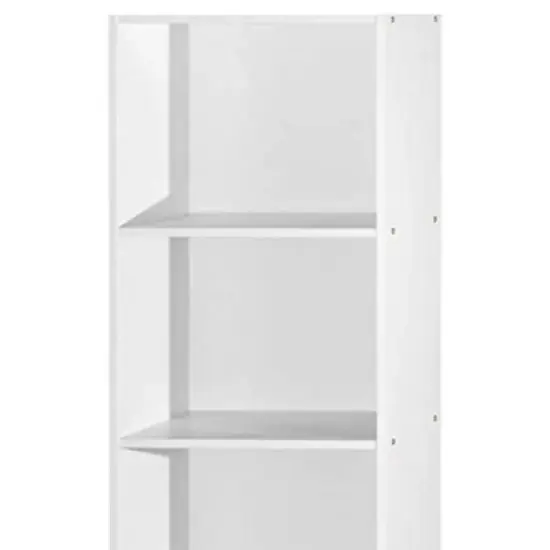 Hodedah Import 12 D x 16 W x 60 H Inch 5 Shelf Bookcase Storage Organizer Solution for Living Room, Bedroom, or Office, White Wood Finish image {1}
